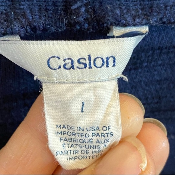 CASLON / Nordstrom Open Draped cotton Navy Cardigan Size L - Picture 6 of 7